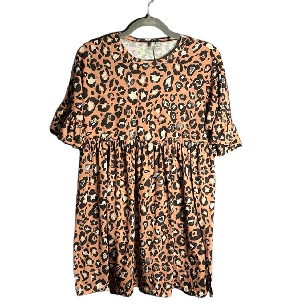ASOS Brown and Black Leopard Short Sleeve High Waisted Peplum Top 6